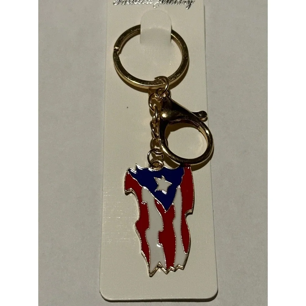 Puerto Rico Flag Keychain Variety Enamel Coqui Bongo Island Souvenir Multicolor